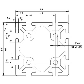 Profilo 80×80 – 8 cave pesante