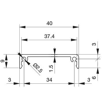 Coperchio profilo porta cavi 40×40