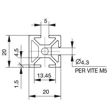 Profilo 20×20 – 3 cave ≠ 5