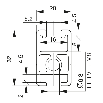 Profilo 20×32 – 2 cave extra leggero