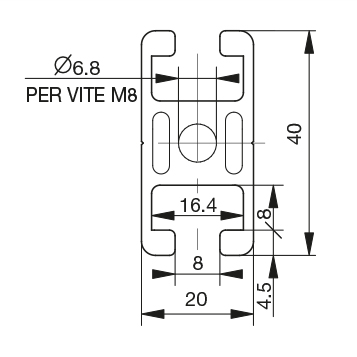 Profilo 20×40 – 2 cave leggero