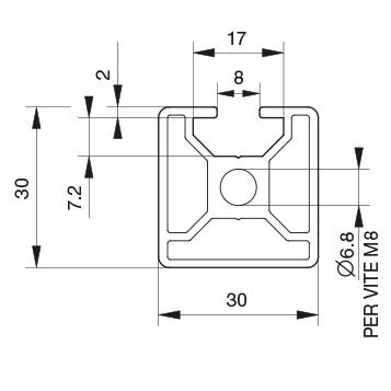 Profilo 30×30 – 1 cava