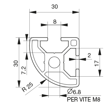 Profilo 30×30 – 2 cave raggiato