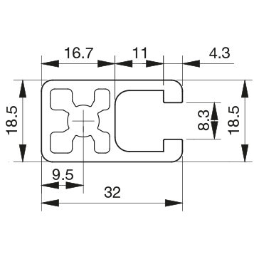 Profilo 18,5×32 – 1 cava leggero