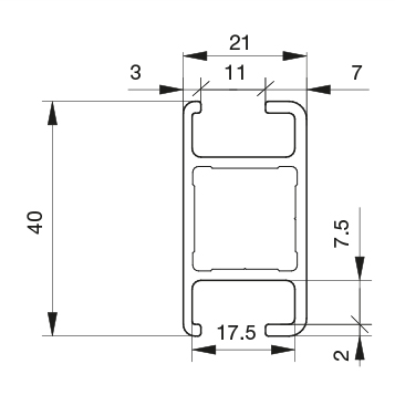 Profilo 40×21 – 2 cave Fast-Line