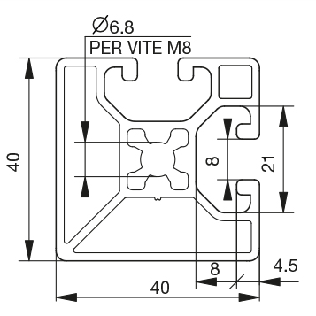 Profilo 40×40 – 2 cave extra leggero