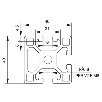 Profilo 40×40 – 3 cave leggero