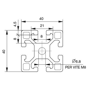 Profilo 40×40 – 4 cave leggero