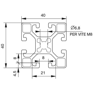 Profilo 40×40 – 4 cave extra leggero