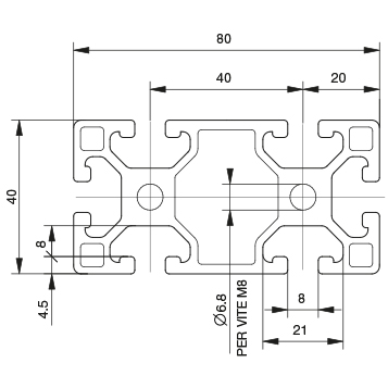 Profilo 40×80 – 6 cave leggero