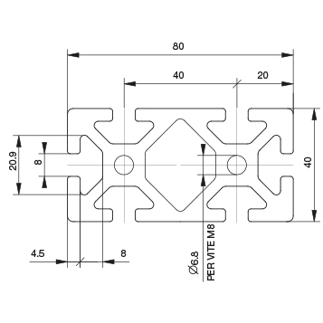 Profilo 40×80 – 6 cave pesante