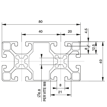 Profilo 40×80 – 6 cave extra leggero