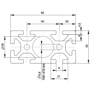 Profilo 40×80 – 6 cave pesante