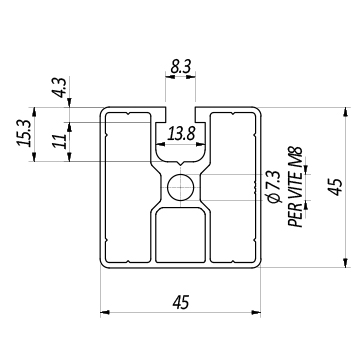 Profilo 45×45 – 1 cava leggero