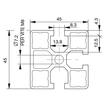 Profilo 45×45 – 3 cave