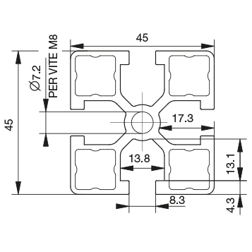 Profilo 45×45 – 4 cave