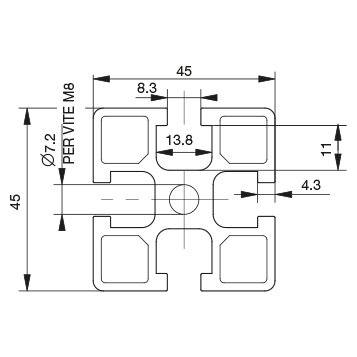 Profilo 45×45 – 4 cave