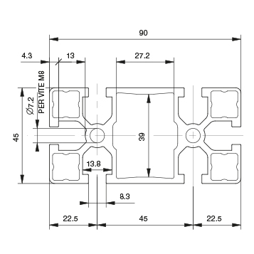 Profilo 45×90 – 6 cave ≠ 8 leggero