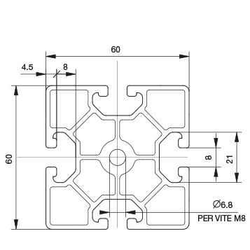 Profilo 60×60 – 4 cave leggero