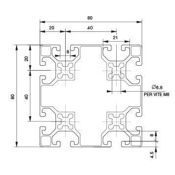 Profilo 80×80 – 8 cave extra leggero