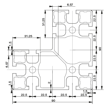 Profilo 90×90 – 8 cave angolare