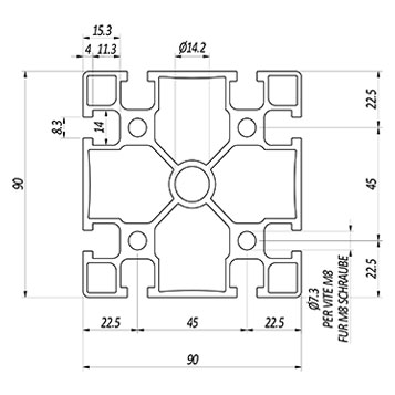 Profilo 90×90 – 8 cave pesante