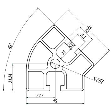 Profilo 45×45 – 2 cave con lato 45°