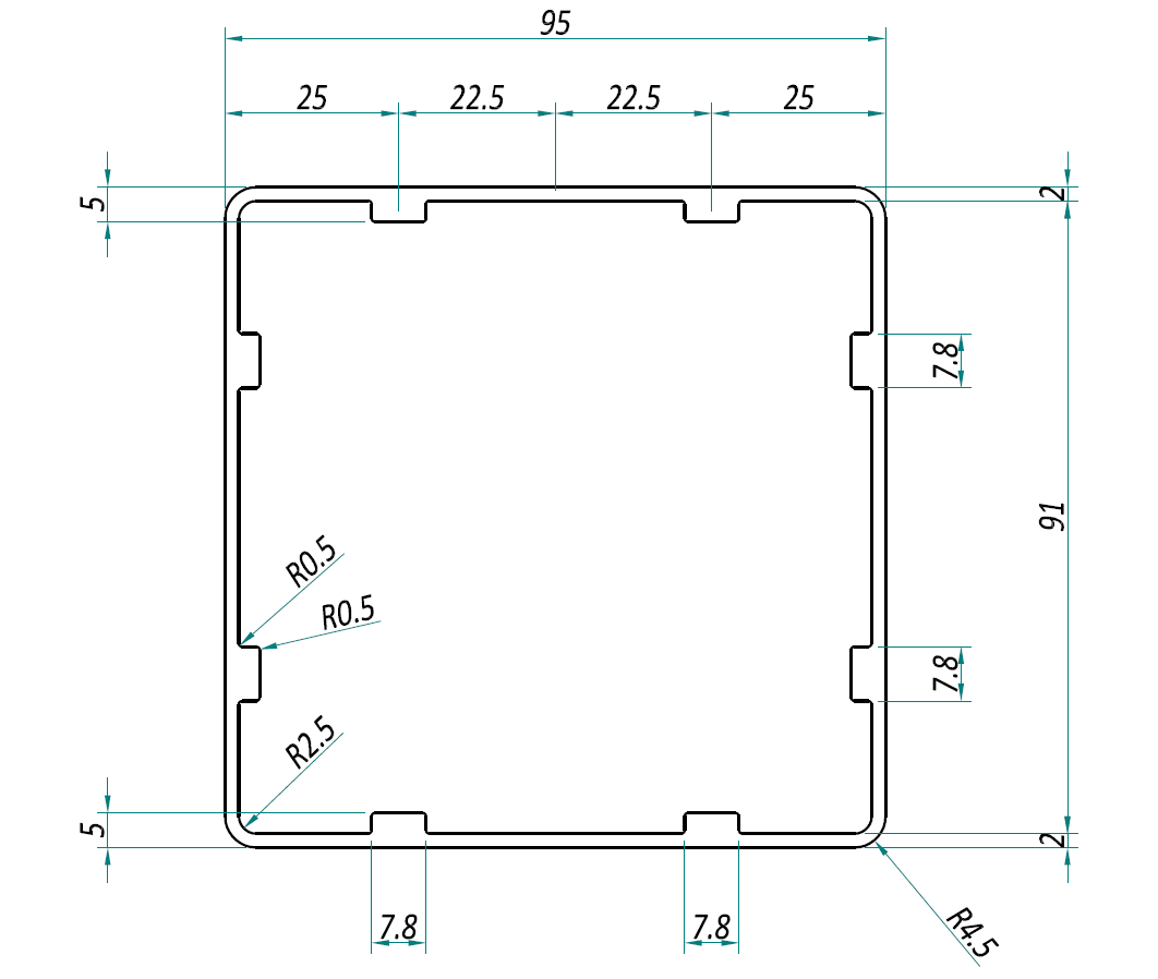 PROF.TELESCOPICO 95X95 L PER 90X90