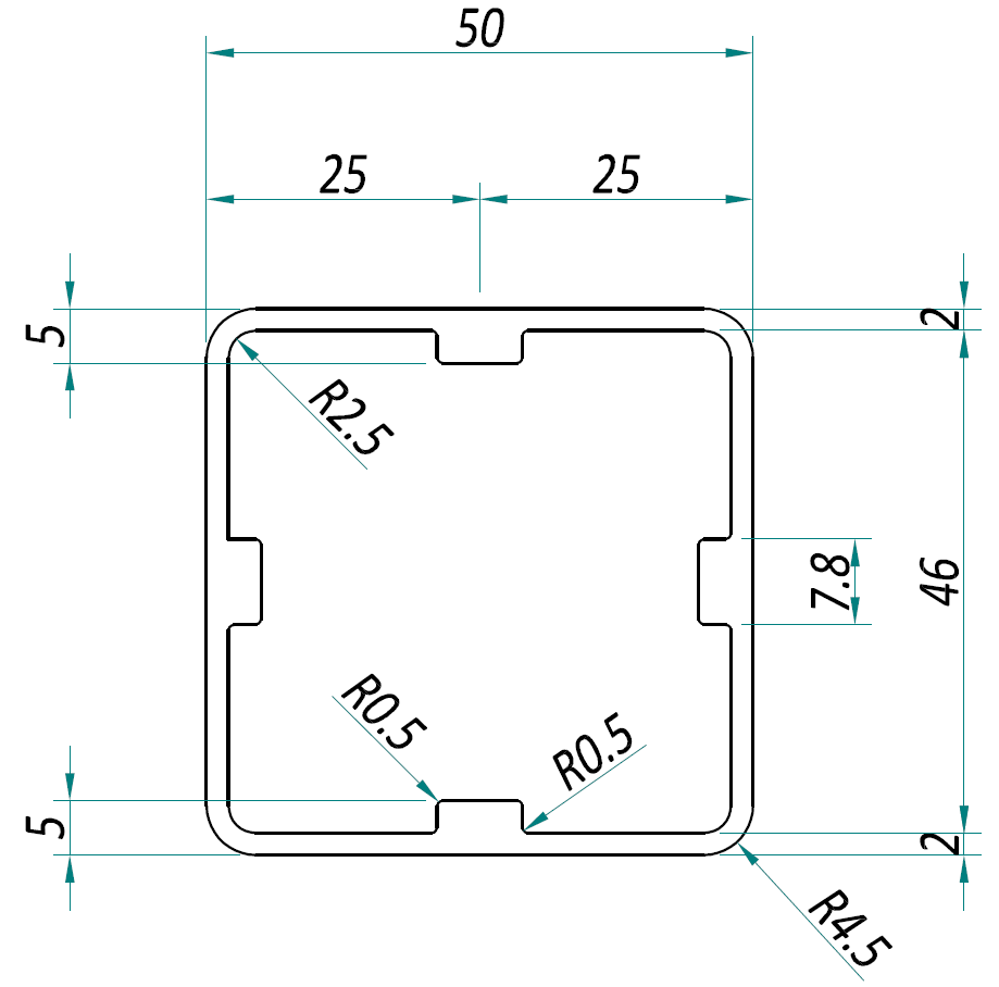 PROF.TELESCOPICO 50X50 L PER 45X45