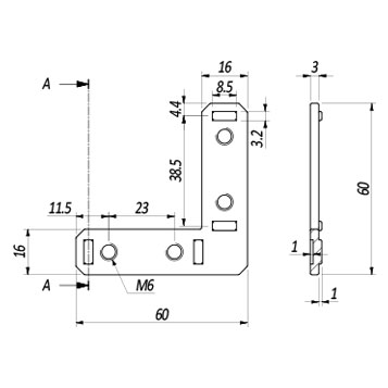 Giunzione interna 90° per Serie 30