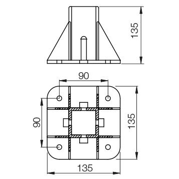 Base di ancoraggio a pavimento 45×45