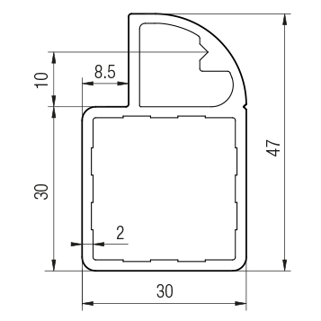 Profilato 30 materiale plastico asportabile