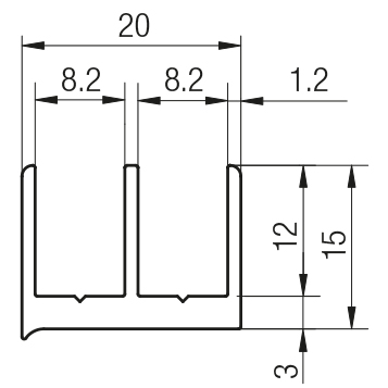 Profilato cornice 20 scorrevole lastre/V.T.M.