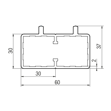 Profilato scorrevole 60×30 2 binari