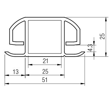 Profilo Q25/2VL SENZA GUARNIZIONE sp.4