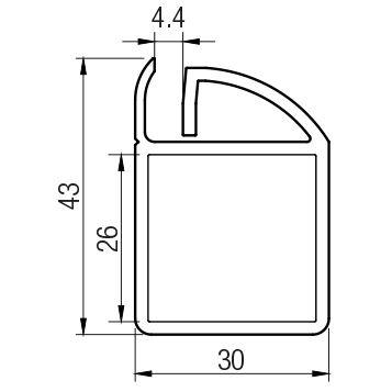 Profilo 30-1V Senza Guarnizione sp.4