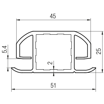 Profilo Q25/2VL SENZA GUARNIZIONE sp.2