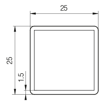 Tubolare 25×25 Aisi 304