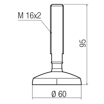 Piede snodato M16 d.60 / h. 95