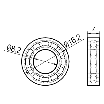 Cuscinetto 618/8 sp.4 D.E. 16 D.I. 8 (ISB)