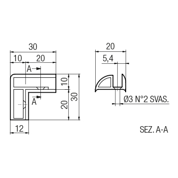 Cornice per giunzione 20-2VA 90°