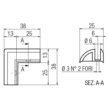 Cornice per giunzione 25-2VA 90°