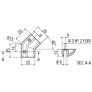 Cornice per giunzione 25-2VA 45°