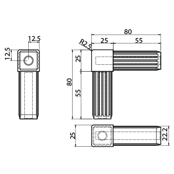 Giunzione 25/2VA per tubo inox sp. 1,5 mm