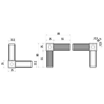 Giunzione 25/3VA per tubo inox sp. 1,5 mm