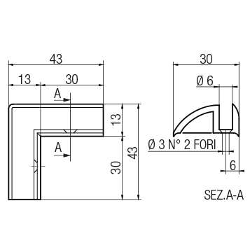 Cornice per giunzione 30-2VA 90°