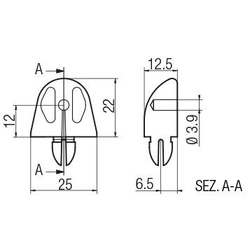 Supporto raggiato ss. materiale plastico