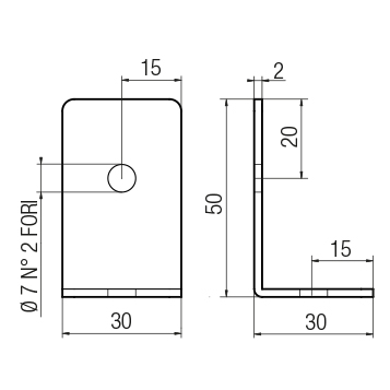 Angolare L 50×30 fissaggio