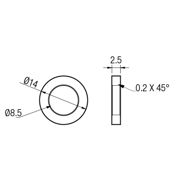 Rondella D.14 sp. 2,5 per perno