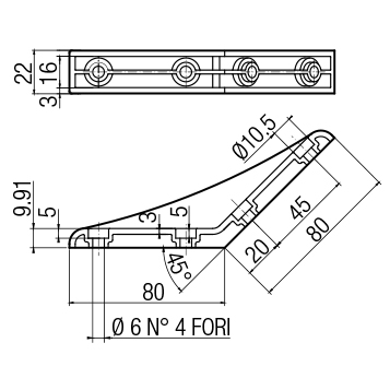 Angolare di irrigidimento 135°